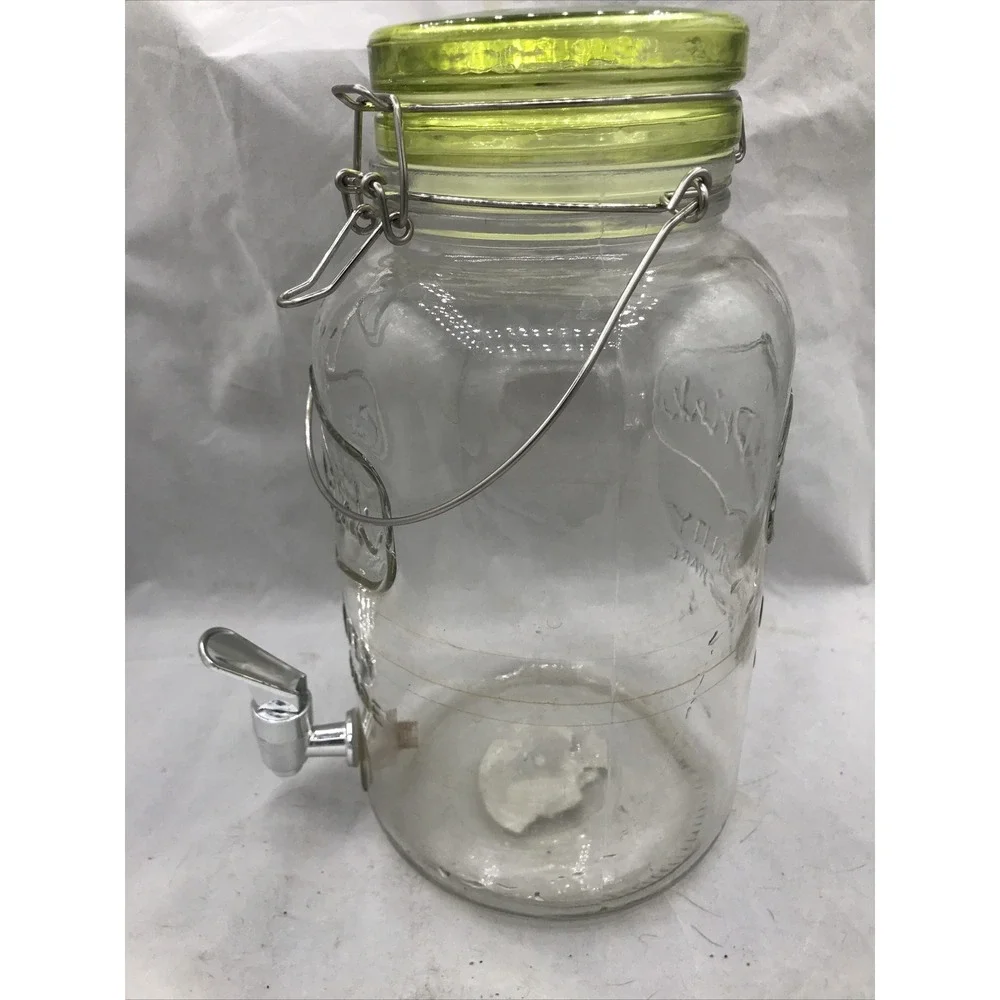 Gallon Glass Beverage Dispenser With Glass Clamp Lid By Quality Glass Clear Jar